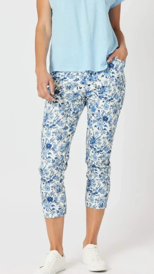 Pants Edit|Casual Pants>Gordon Smith Alexandria Floral Print Pant - Blue/White