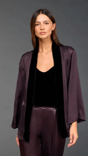 Lauren Vidal|Plus Size - Curves 16-20>Lauren Vidal Amber Two - Material Kimono - Raisin