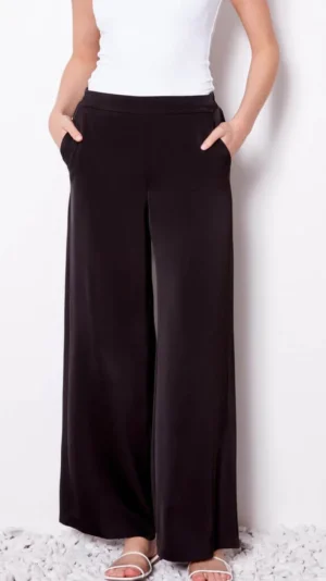 Up! Pants|Pants Edit>Up! Pants Belize Satin Wide-Leg Full Length Pant - Black