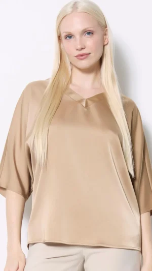 Tops|Tops>Up! Pants Belize Short Sleeve V Neck Top - Champagne