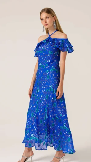 Maxi Dresses|Sacha Drake>Sacha Drake Blue Bird Bias Dress - Periwinkle Poppy