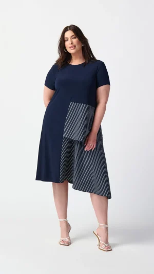 Maxi Dresses|Knee Length Dresses>Joseph Ribkoff Blue Horizon Dress - Midnight Blue. 241076