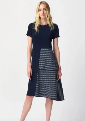 Maxi Dresses|Knee Length Dresses>Joseph Ribkoff Blue Horizon Dress - Midnight Blue. 241076