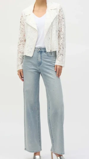 Pants Edit|Jeans>Joseph Ribkoff Bon Voyage Wide Leg Stretch Jean With Crystals  252916 Size 8