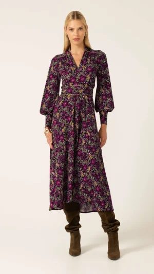 Midi Dresses|Sacha Drake>Sacha Drake Bouquet Midi Dress - Plum Flower