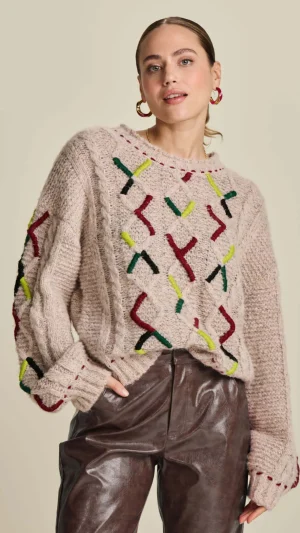 Knitwear|POM Amsterdam>POM Amsterdam Cable Soft Pink Sweater