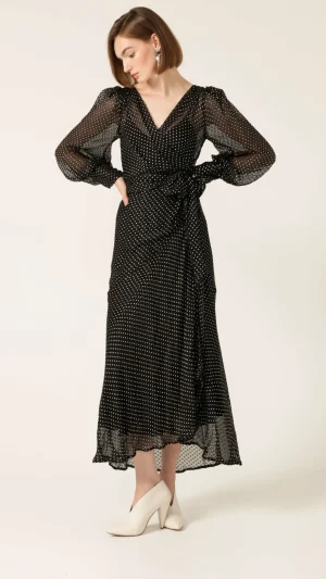 Wrap Dresses|Sacha Drake>Sacha Drake Calais Wrap Dress Black u0026 Cream Soft Spot