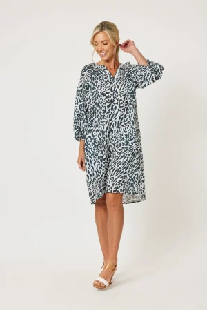 Sleeved Dresses|Lucky Lasts>Gordon Smith Cape Print Dress Size 18