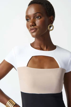 Maxi Dresses|Knee Length Dresses>Joseph Ribkoff Casablanca Colour Block Sheath Dress 242156