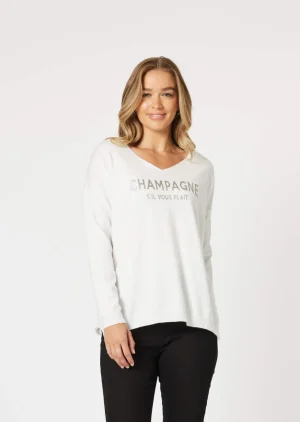 Knitwear|Threadz>Threadz Champagne Knit - White Size 10