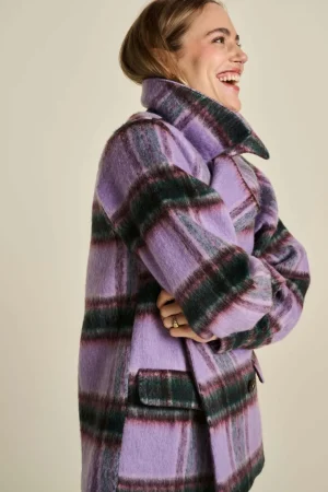Jackets|POM Amsterdam>POM Amsterdam Checks Lavender Over-sized Coat