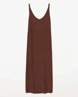 Midi Dresses|Yerse>Yerse Chocolate Tencel V Neck Dress