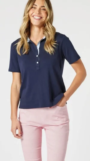 Tees|Plus Size - Curves 16-20>Gordon Smith Classic Rib Polo - Navy