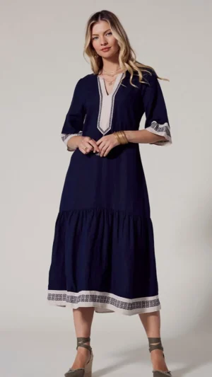 Midi Dresses|Loobies Story>Loobies Story Clio Tassel Dress - Navy