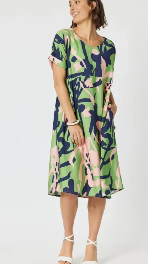 Midi Dresses|Clarity>Clarity Como Printed Dress - Green Size 8/10