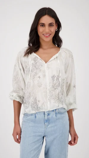 Blouses|Monari>Monari Coral Reef Blouse - Cream
