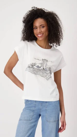 Tees|Shirts Edit>Monari Cowboy Boots T-Shirt - Blue/White