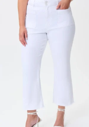 Lucky Lasts>Joseph Ribkoff Cropped Flare Jean - White 232936 Size 6