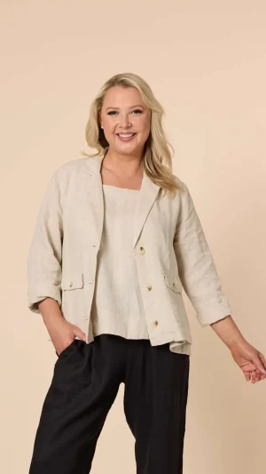 Jackets|Gordon Smith>Gordon Smith Danielle Linen Cropped Blazer - Natural