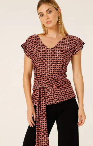 Tops|Tops>Sacha Drake Diamond Reversable Tie Top - Coral Size 8