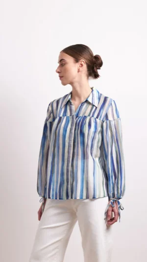 Shirts Edit|Neris>Neris Draw The Line Shirt - Azure Stripe