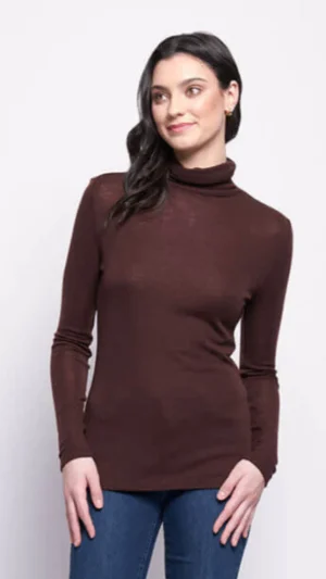 Knitwear|FOIL>Foil Fine Merino Polo Neck Knitted Top - Raisin