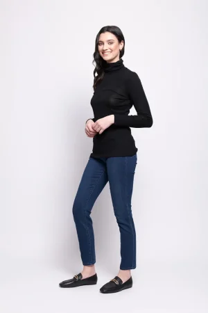 Knitwear|FOIL>Foil Fine Merino Polo Neck  Knitted Top - Black