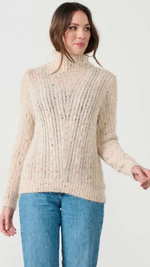 Knitwear|Caju>Caju Flecks Cable Rollneck Jumper - Light Pink