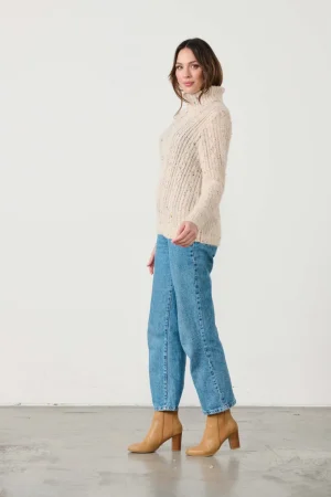 Knitwear|Caju>Caju Flecks Cable Rollneck Jumper - Light Pink