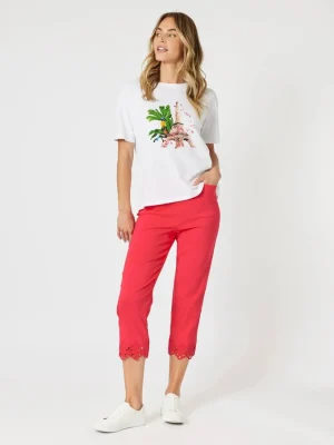 Pants Edit|Dress Pants>Gordon Smith Fleur Broderie Hem Pant - Red