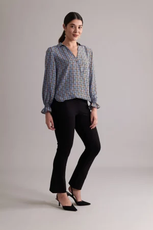 Tops|Tops>Foil Gala Twist Blouse - Heart String Blue