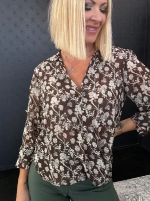 Tops|Tops>Foil Gala Twist Blouse - Ornamental Brown