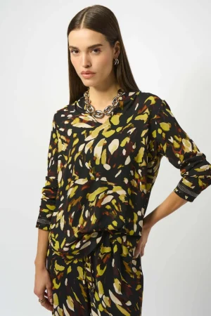Blouses|Joseph Ribkoff>Joseph Ribkoff Galleria  Recycled Soft Twill Animal Print Blouse 253259