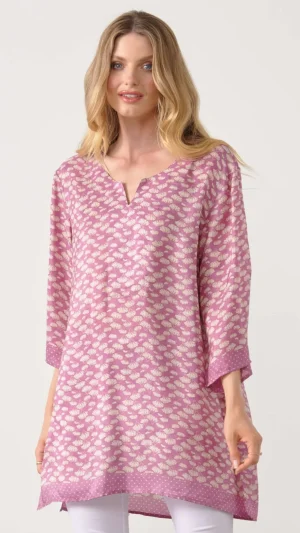 Tops|Tops>Holmes u0026 Fallon Ginko Leaf Tunic -  Pink Size 16