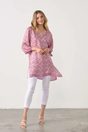 Tops|Tops>Holmes u0026 Fallon Ginko Leaf Tunic -  Pink Size 16