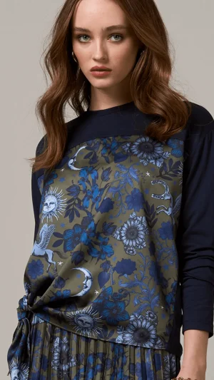 Tops|Tops>Loobies Story Greenwich Tee Top - Indigo Multi / Black Multi