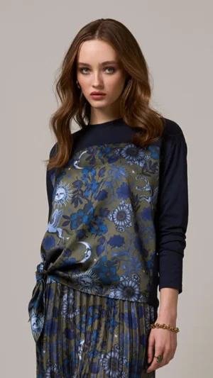 Tops|Tops>Loobies Story Greenwich Tee Top - Indigo Multi / Black Multi