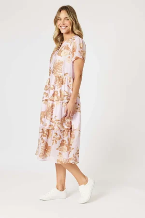 Shirts Edit|Shirt Dresses>Gordon Smith Haiti Floral Dress - Pink/Natural