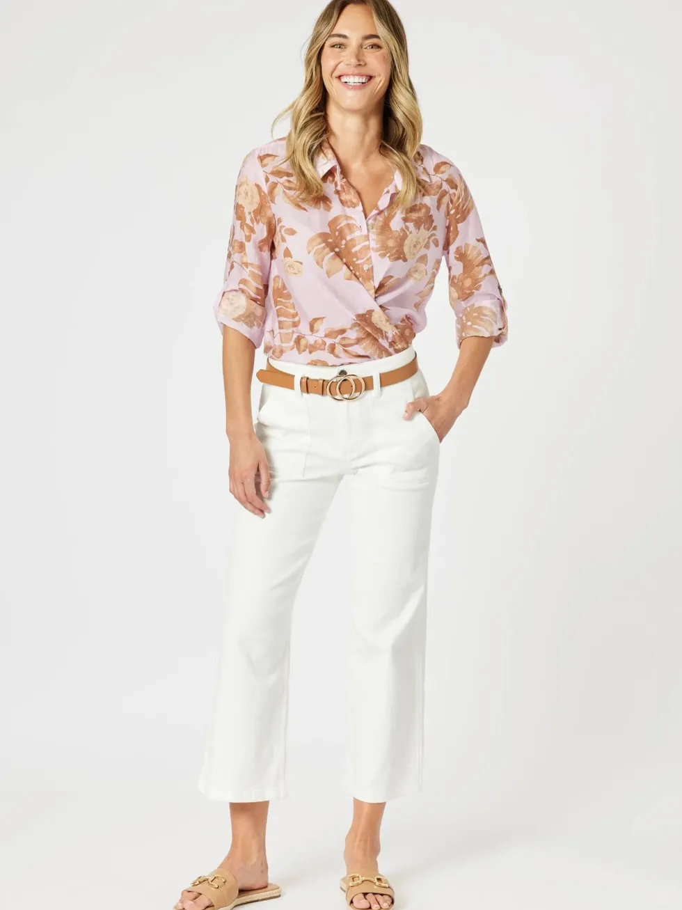 haiti-shirt-pinknatural-LYPTNaBV-4.webp Sleeved Dresses|Blouses>Gordon Smith Haiti Shirt - Pink/Natural