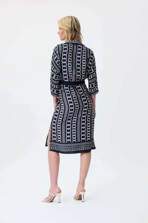 Maxi Dresses|Knee Length Dresses>Joseph Ribkoff Hamptons Chain Dress - Midnight Blue 231288 AU6/8