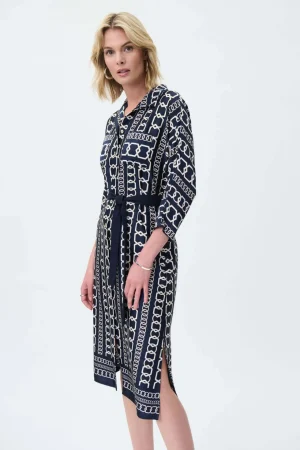 Lucky Lasts>Joseph Ribkoff Hamptons Chain Dress - Midnight Blue 231288 AU6/8