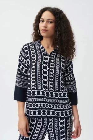 Tops|Tops>Joseph Ribkoff Hamptons Chain Reaction Shirt - Midnight 231215
