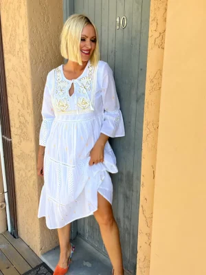 Midi Dresses|Lucky Lasts>Samsaara Hana Dress - Gold Thread Size S