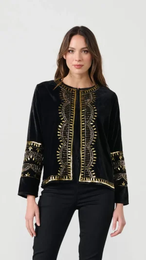 Jackets|Caju>Caju Hand Beaded Velvet Feel Jacket Size 10