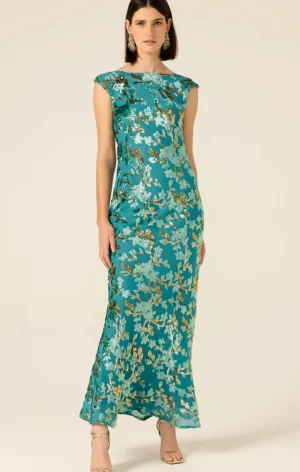 Maxi Dresses|Sacha Drake>Sacha Drake Heavenly Heights Maxi Dress - Gold/Turquoise Size 8