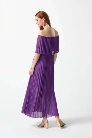 Maxi Dresses|Knee Length Dresses>Joseph Ribkoff Hero Chiffon  Pleat Dress 242926 Size 10