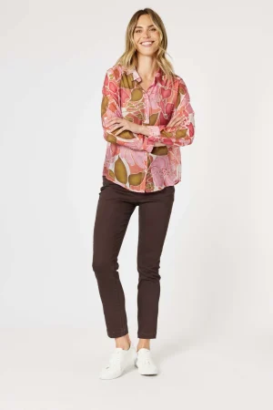 Shirts Edit|Gordon Smith>Gordon Smith Hunter Floral Print Sheer Shirt - Blush Multi