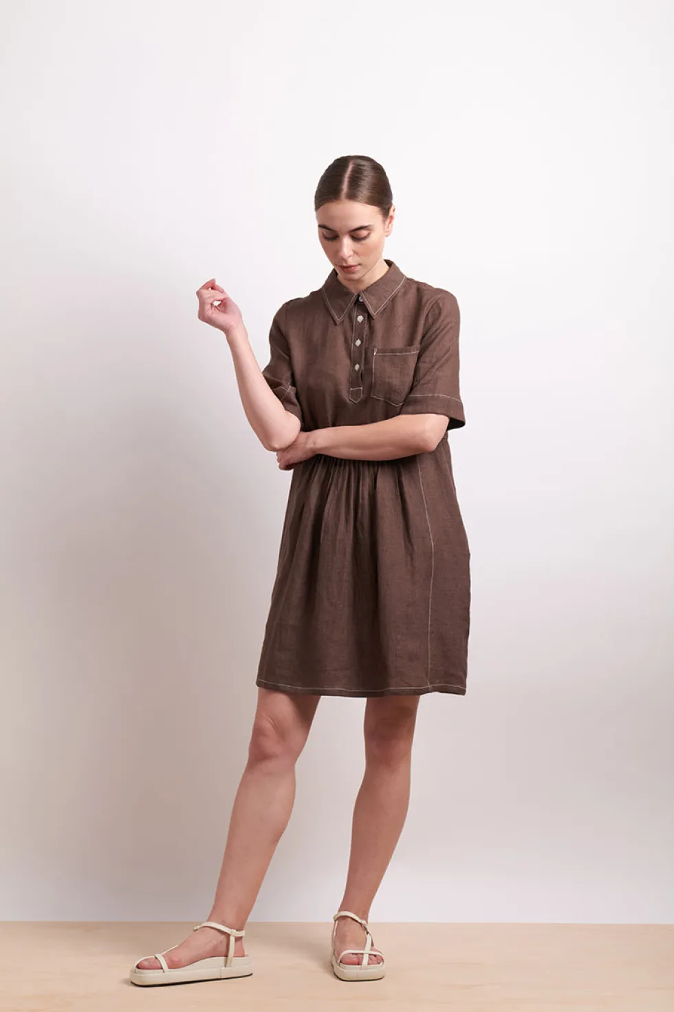 in-contrast-dress-cocoa-PjeaLsMo-3.webp Maxi Dresses|Knee Length Dresses>Neris In Contrast Dress - Cocoa