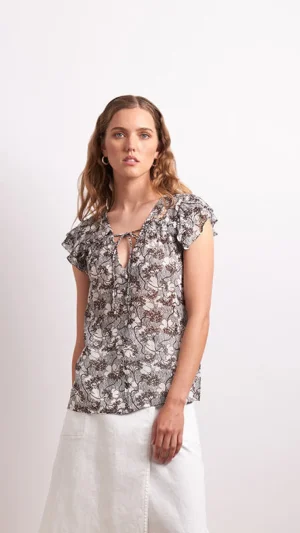 Blouses|Neris>Neris In Print Top - Petal