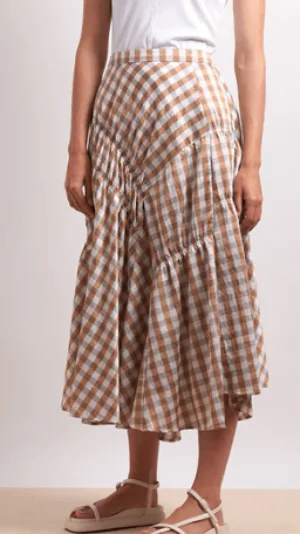 Skirts|Neris>Neris In Stitches Skirt - Sand Check